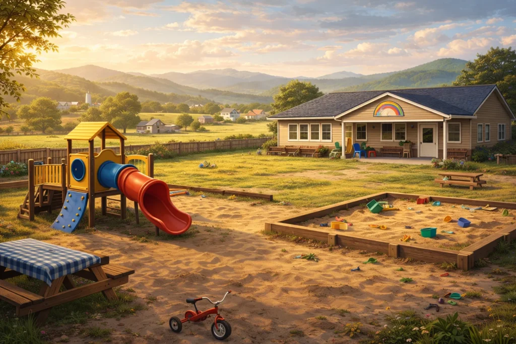 Serenity in a Rural kindergarten playground 
