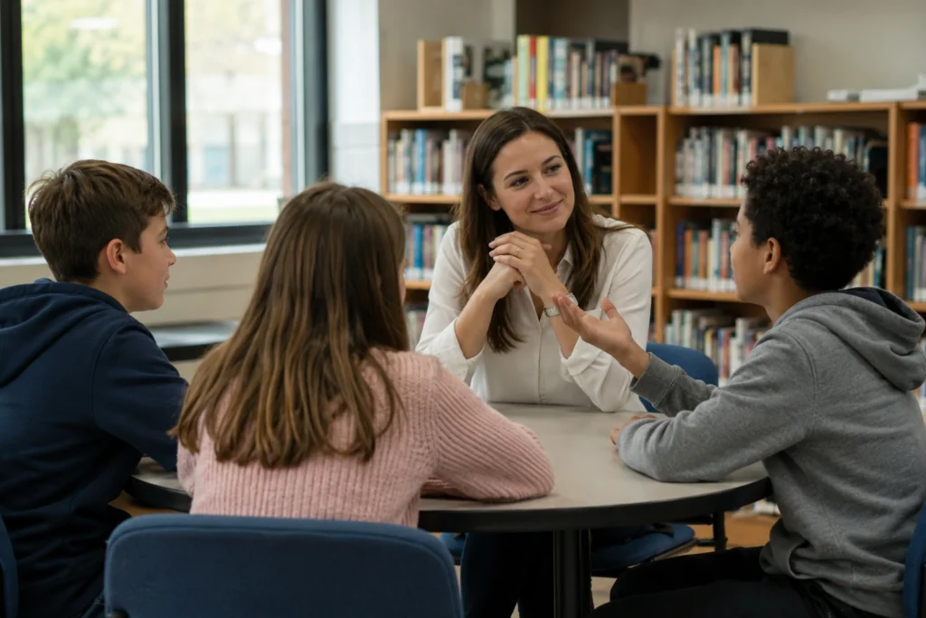 Teacher building a personal connection with students